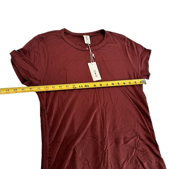 Ava Sam Rusty Orange Red Ruched Midi Dress Size L - Picture 7 of 17